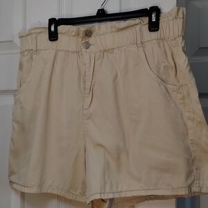 Wonderly Beige Paper Bag Waist Shorts